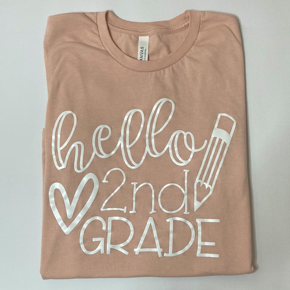 Hello 2nd Grade Teacher Tee Shirt - Size Small